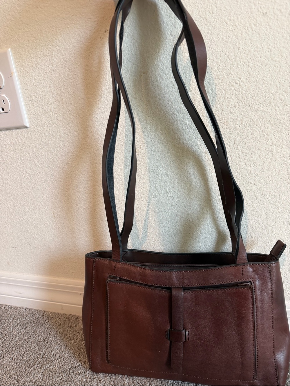 Jones New York Dark Brown Leather Shoulder Bag